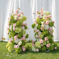 Künstlicher Blumenbogen für Hochzeiten, Seidenblumen-Arrangement in Grün und Rosa für Veranstaltungen, Partydekoration, Hochzeits-Hintergrund, Babyparty