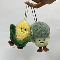 Peluche mignonne de brocoli, jouet en peluche souple en forme de légume, vert foncé, couronne, visage souriant, petits pieds, pendentif de sac à dos, coffret cadeau