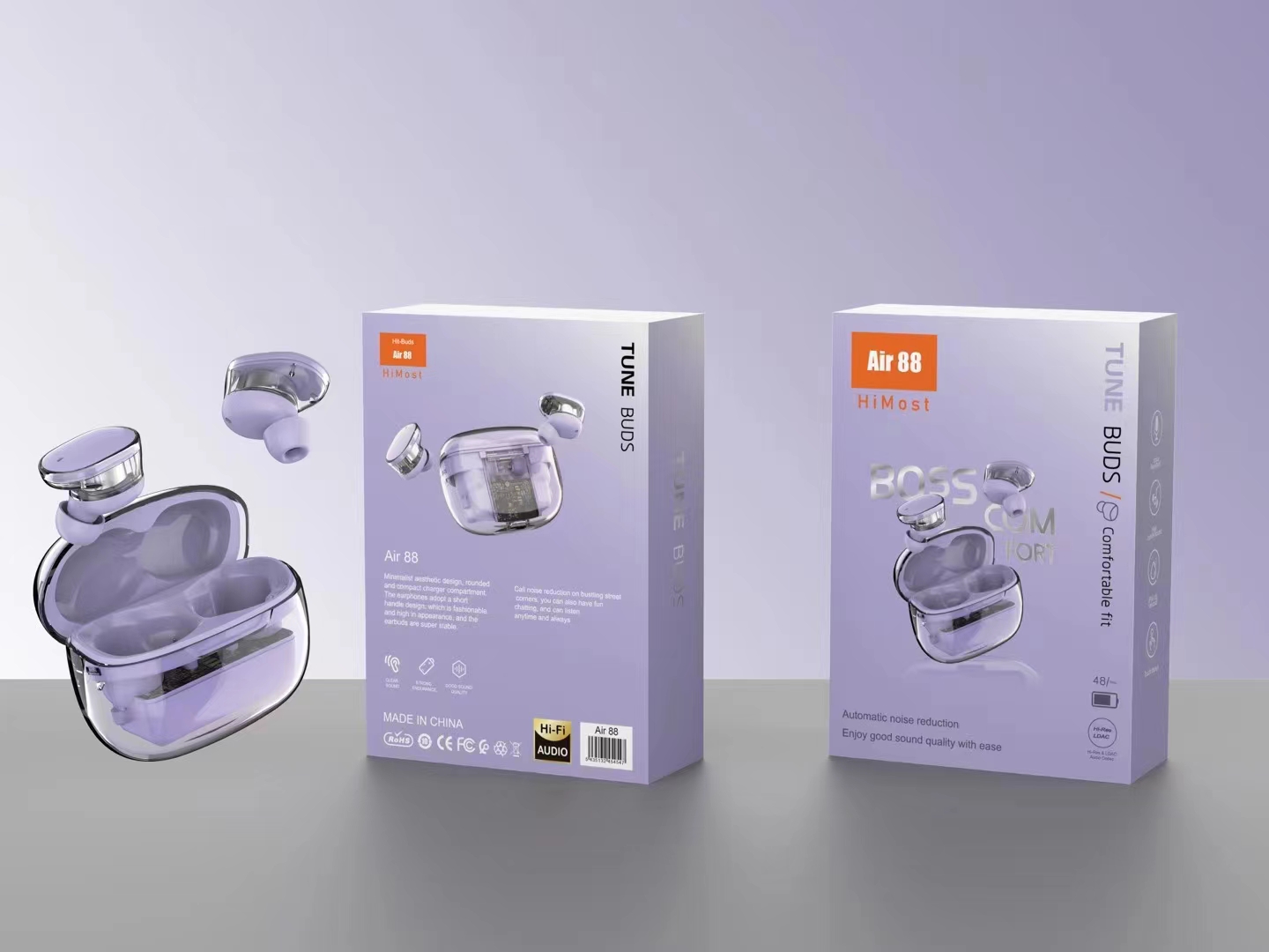 K-POP・アジア TWS Airyi Air 88 Transparent Punk Wireless Headphones - Dual HD Stereo