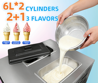 Machine à glace molle professionnelle italienne de comptoir à 3 leviers et 2 saveurs, 36 20 Litres