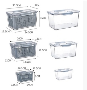 24-Piece PP Plastic Airtight Kitchen Drain <b>Storage</b> <b>Basket</b> & Fruit/Vegetable Food <b>Storage</b> Box Set with Injection-Molded Design - Product Image 3