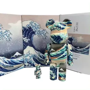 Bearbrick 400%+100% 28cm+7cm Set ABS Building Blocks Bear Tide Trendy Doll Ornaments Action Figure