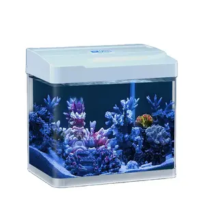 Aquarium Mini Glass Fish Tank With Led Light Water Pump And Filter For Home And Office