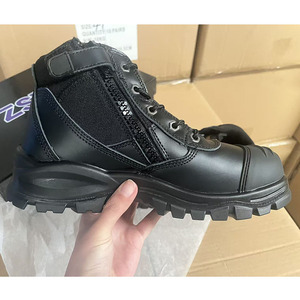 DSF53 Black Working full grain steel toe cap anti smash <b>safety</b> shoes puncture proof worker ankle <b>boots</b> Coyote brown side <b>zip</b> - Product Image 4