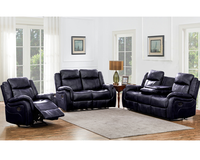 Sofá Reclinable Manual de Alta Calidad, Sofás Modulares Giratorios de Cuero Clásico y Madera para Sala de Estar de Lujo, Muebles de Bar y Ocio