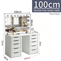 Table de maquillage moderne sur pied avec miroir LED éclairé, écologique, grand rangement, 10 tiroirs