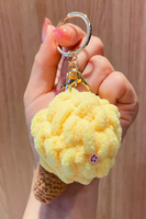 Porte-clés en peluche coloré en forme de crème glacée, breloque de sac 3D douce, pendentif de dessin animé, cadeau
