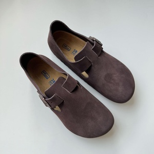 Women's Beken Suede Clogs Soft Cork One-Size-Fits-All Retro Platform Lazy Slippers Cork <b>Toe</b> <b>Cap</b> Plush Lining Buckle - Product Image 4