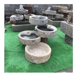 Pompe de fontaine d'eau en pierre au design contemporain, taille personnalisable pour usage extérieur en jardin - Caractéristiques de geyser et de cascade en granit - Product Image 4