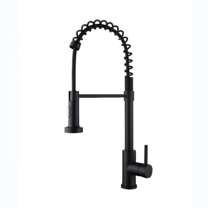 Good Selling SUS304 Kitchen Spring Faucets 3 Function Sprayer Cheap Kitchen Taps Black Tap with Pull