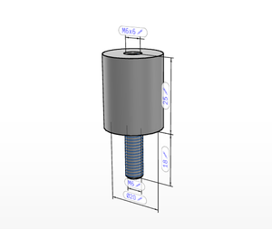 ตัวกันสั่นสะเทือนทรงกระบอกแบบมีเกลียวในและนอก รุ่น KIPP Type B ทำจากยางธรรมชาติ พร้อมเหล็กเสริม  ขนาด Shore A รุ่น K0568 - Product Image 3