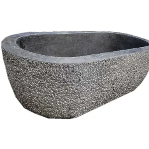 Freestanding Oval Shape Blue Limestone bathtub for bathroom