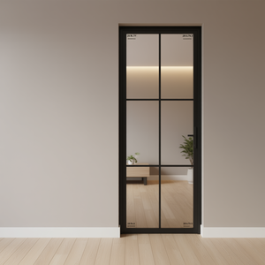 Porta Interna in Alluminio con Vetro Nero Opaco 29.9x79.3, Isolamento Acustico, Design Minimalista - Product Image 3