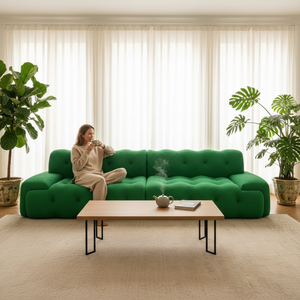 Nuovo Design di Lusso 2026: Divano Teal Verde Italiano Moderno, Imballato Sottovuoto - Product Image 1
