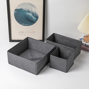 Clothing Organizer <b>Storage</b> <b>Boxes</b> Rectangle Gray Solid Color Foldable <b>Drawer</b> Style For Socks Bras Underwear Shirt Tie - Product Image 3