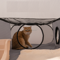 Parc de jeu portable pour animaux de compagnie, tente pour chat avec tunnel, maille respirante pour intérieur et extérieur, grand espace 160x80x75cm, chats, chiens, lapins