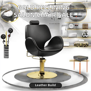 Silla de salón reclinable dorada ergonómica, equipo de salón de belleza de peluquería negra, Material de Metal para uso escolar en hoteles, venta - Product Image 2