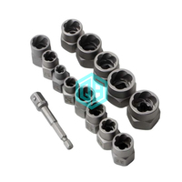 Kit de démontage d'écrous de roue professionnel 13pcs-1/4 à 3/4 jeu de douilles torsadées avec extracteur de boulons à chocs 3/8 pour vis et écrous endommagés