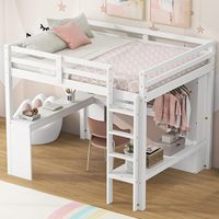 Modèle d'échantillon Lit mezzanine de taille jumelle Bureau intégré Lit multifonctionnel personnalisable en hauteur avec tiroirs