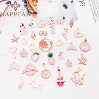 Breloques en émail, en vrac, pendentifs roses mignons, pour la fabrication de bijoux, de bracelets et de boucles d'oreilles, 50 pièces