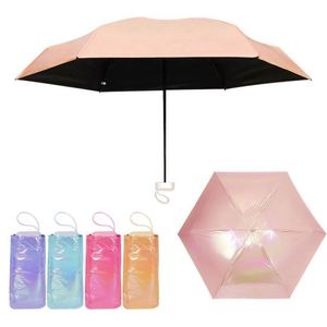 Mini parapluie capsule UV pliable avec lumière, protection UV, imperméable, logo personnalisé - Product Image 5