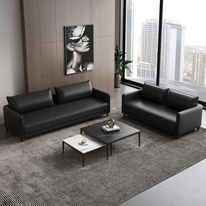 Ensemble <span class=keywords><strong>de</strong></span> <span class=keywords><strong>canapé</strong></span> <span class=keywords><strong>de</strong></span> <span class=keywords><strong>bureau</strong></span> et table basse en cuir moderne et simple pour la réception d'entreprise, <span class=keywords><strong>petit</strong></span> espace <span class=keywords><strong>de</strong></span> négociation - Product Image 3