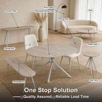 Table à manger extensible avec pieds en métal croisés, plateau en MDF, style moderne minimaliste, gain de place, meubles de salle à manger pour restaurant