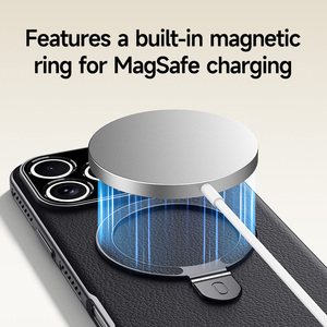 Étui <span class=keywords><strong>de</strong></span> téléphone portable en cuir avec <span class=keywords><strong>protection</strong></span> d'objectif <span class=keywords><strong>de</strong></span> grande fenêtre et chargement magnétique sans fil pour <span class=keywords><strong>iPhone</strong></span> 17 Pro Max 16 15 14 Plus 13 12 <span class=keywords><strong>11</strong></span> - Product Image 3