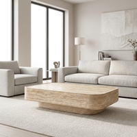 Table basse rectangulaire moderne en marbre naturel jaune crème, meubles de luxe pour salon