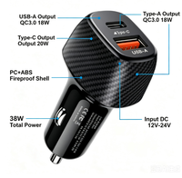 Cargador de Coche de Doble Puerto A+C con Luz Ambiental LED Azul, 12-24V, ABS, Cargador para Encendedor de Cigarrillos, Color Negro y Blanco, OEM, Venta al Por Mayor