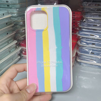 Pour iPhone 13 Cas D'origine Liquide Arc-En-Silicone Téléphone Cas pour iPhone 14 13 12 Pro Max Quatre Côtés Silicone Cas de Couverture Arrière