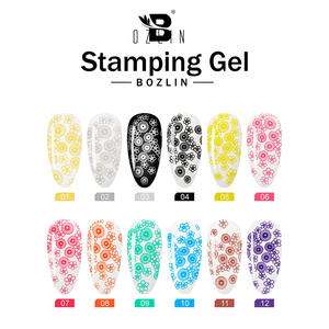 BOZLIN 15ml 12 colores semipermanente Soak Off UV LED Print esmalte de <span class=keywords><strong>uñas</strong></span> estampado Gel para Nail Art - Product Image 2
