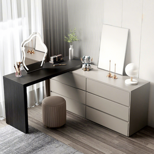 Table de <span class=keywords><strong>maquillage</strong></span> télescopique en bois avec rangement intégré, éclairage intégré, design moderne et simple pour petit appartement ou chambre à coucher - Product Image 3