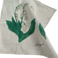 Serviette en lin imprimée Muguet Français, réutilisable et durable, serviette de table en tissu, approvisionnement direct usine