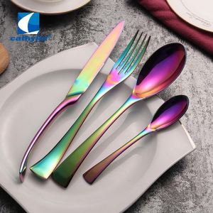 Cathylin Royal Wedding Hotel Juego de cubiertos tailandeses cepillados dorados de acero inoxidable 18/10 Cubiertos chapados en oro mate - Product Image 5