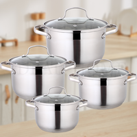 Grosir kualitas tinggi antilengket baja nirkarat panci Set 4 buah Set Pot memasak dapur cor besi peralatan masak panci Set