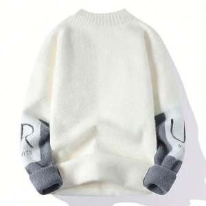 Pulls en jacquard pour hommes Tricots surdimensionnés unisexes Pull d'hiver à col rond Pull en polaire épaisse pour hommes - Product Image 4