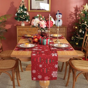 Runner da Tavola Rosso in Cotone Stile Americano, Ecologico e Personalizzabile, per Decorazioni da <span class=keywords><strong>Cucina</strong></span> e Sala da Pranzo, Vendita Calda - Product Image 1
