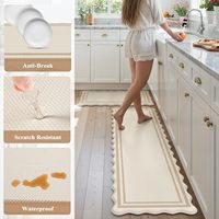 2 tapis de cuisine en mousse PVC florale imperméables et antidérapants avec support en caoutchouc, design moderne et minimaliste pour cuisine et buanderie
