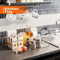 Plateau de service décoratif en acrylique transparent 12x16 pouces pour apéritifs, petit-déjeuner, collations, idéal pour les fêtes, lot de 2