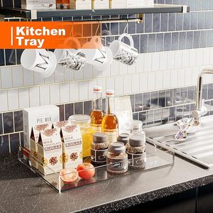 <span class=keywords><strong>Plateau</strong></span> <span class=keywords><strong>de</strong></span> service décoratif en acrylique transparent 12x16 pouces pour apéritifs, petit-déjeuner, collations, idéal pour les fêtes, lot <span class=keywords><strong>de</strong></span> 2 - Product Image 6