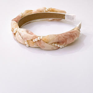 عصابة رأس شبكية مزينة باللؤلؤ على شكل زهور، إكسسوار شعر راقي للنساء - Product Image 6