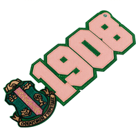 Écusson brodé en chenille personnalisé rose et vert à lettrage diagonal, motif badge appliqué, à coudre