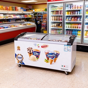 Mini coffre congélateur à deux portes, à économie d'énergie, avec refroidissement par air réglable, pour la présentation de sucettes glacées et de glaces, pour les magasins de proximité - Product Image 4