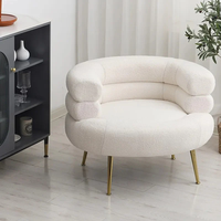 Chaises longues de lecture confortables pour salon chambre chaise d'appoint moderne fauteuil en velours Teddy doux avec pieds en métal doré