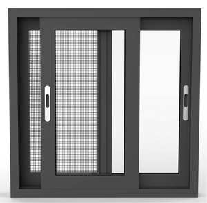 Ventana de marco de vidrio deslizante de aluminio con marco triple moderno grande residencial con mosquitera de acero inoxidable - Product Image 3
