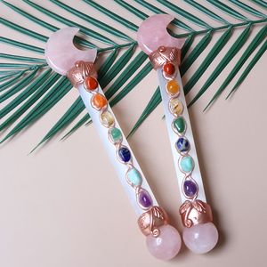 Varita de Selenita Creativa en Oferta, Esfera de Cuarzo Rosa, Luna, Citrino <span class=keywords><strong>y</strong></span> Estrella para Brujería, Bendición Energética, Regalo de Navidad para Manualidades - Product Image 1