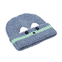Gorro de punto jacquard cálido con imagen de perro adorable, de moda, con botón, para mujer, a prueba de viento, venta al por mayor transfronteriza.