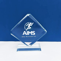Trofeo de Cristal Cuadrado en Blanco de Alta Calidad al por Mayor, Logotipo Personalizado Grabado, Impresión UV Resistente al Agua, Premio para Recuerdo Deportivo