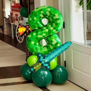 Superventas 12 unids/set verde camuflaje Digital Pixel globos decoración de fiesta de <span class=keywords><strong>cumpleaños</strong></span> para niños conjunto de globos - Product Image 1